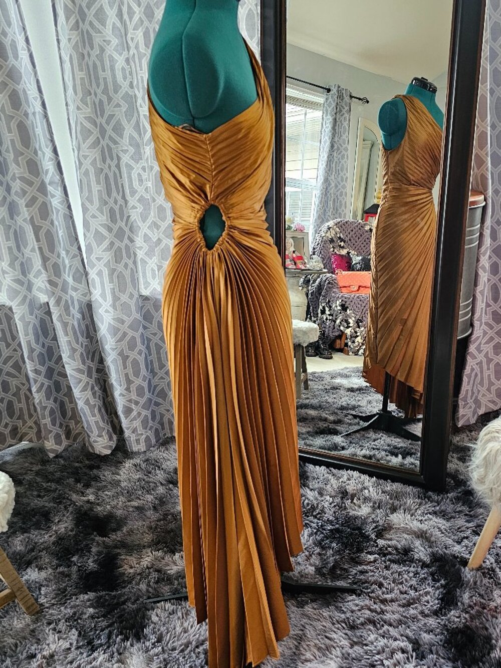 Dress Forum Olympia Asymmetrical Pleated One‑Shoulder Maxi Dress – Size S - Picture 8 of 11